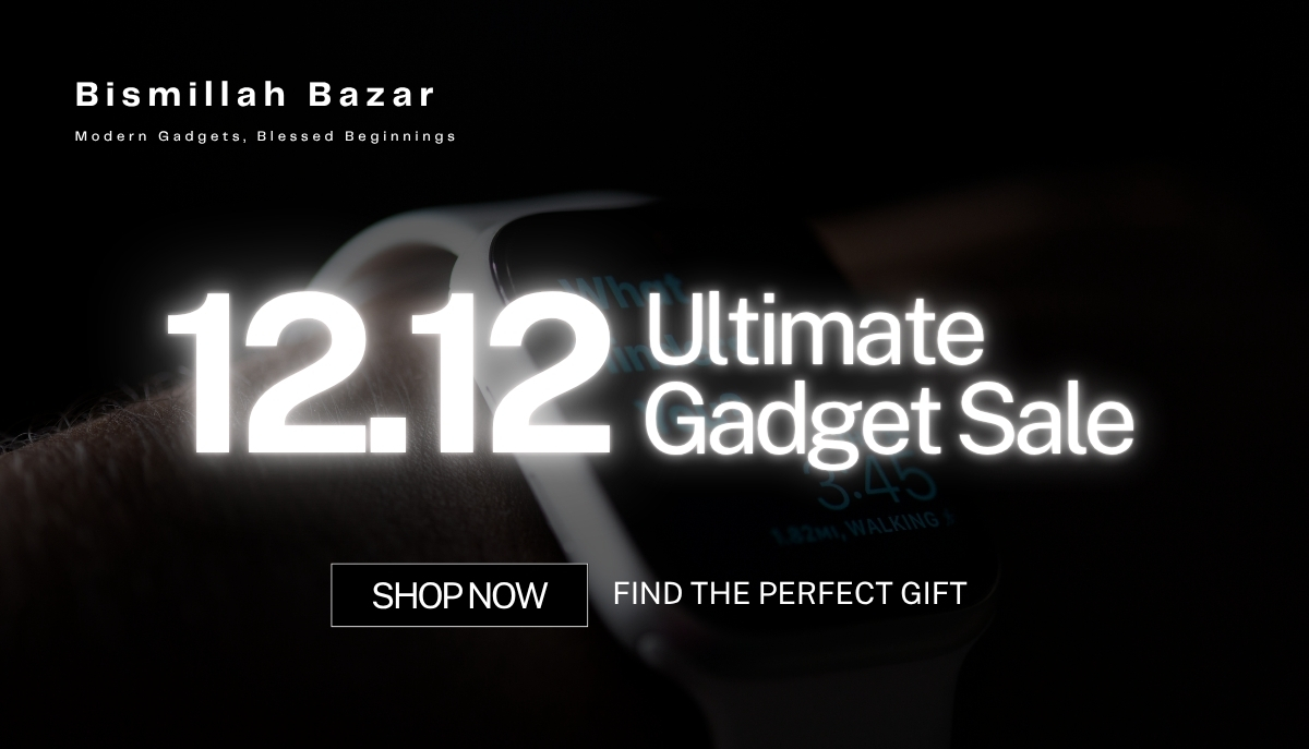 Gadget Store Sale E-commerce Storefront Banner in Black and White Modern Minimalist Style
